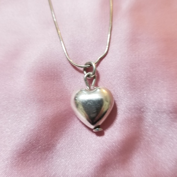Solid Sterling Silver Puffed Heart Charm - Picture 3 of 4